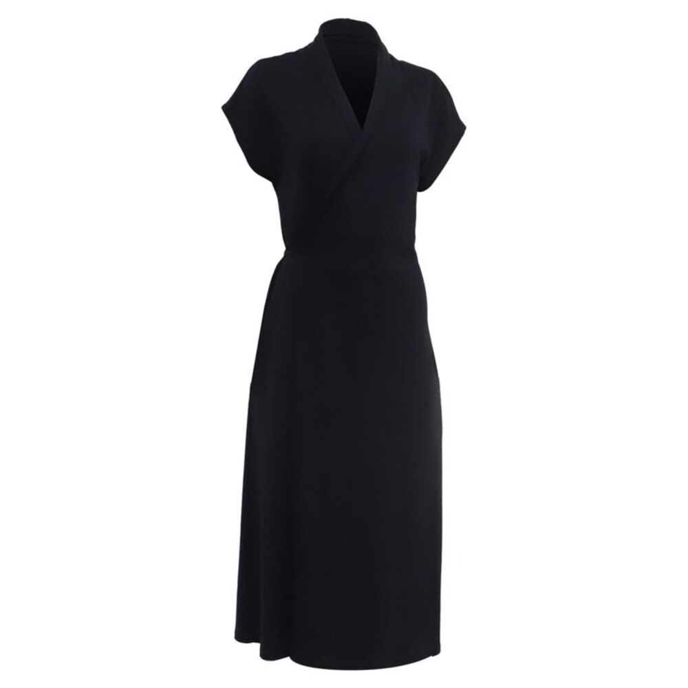 MaxMara Leisure V-neck Midi Dress in Navy Blue Cotton